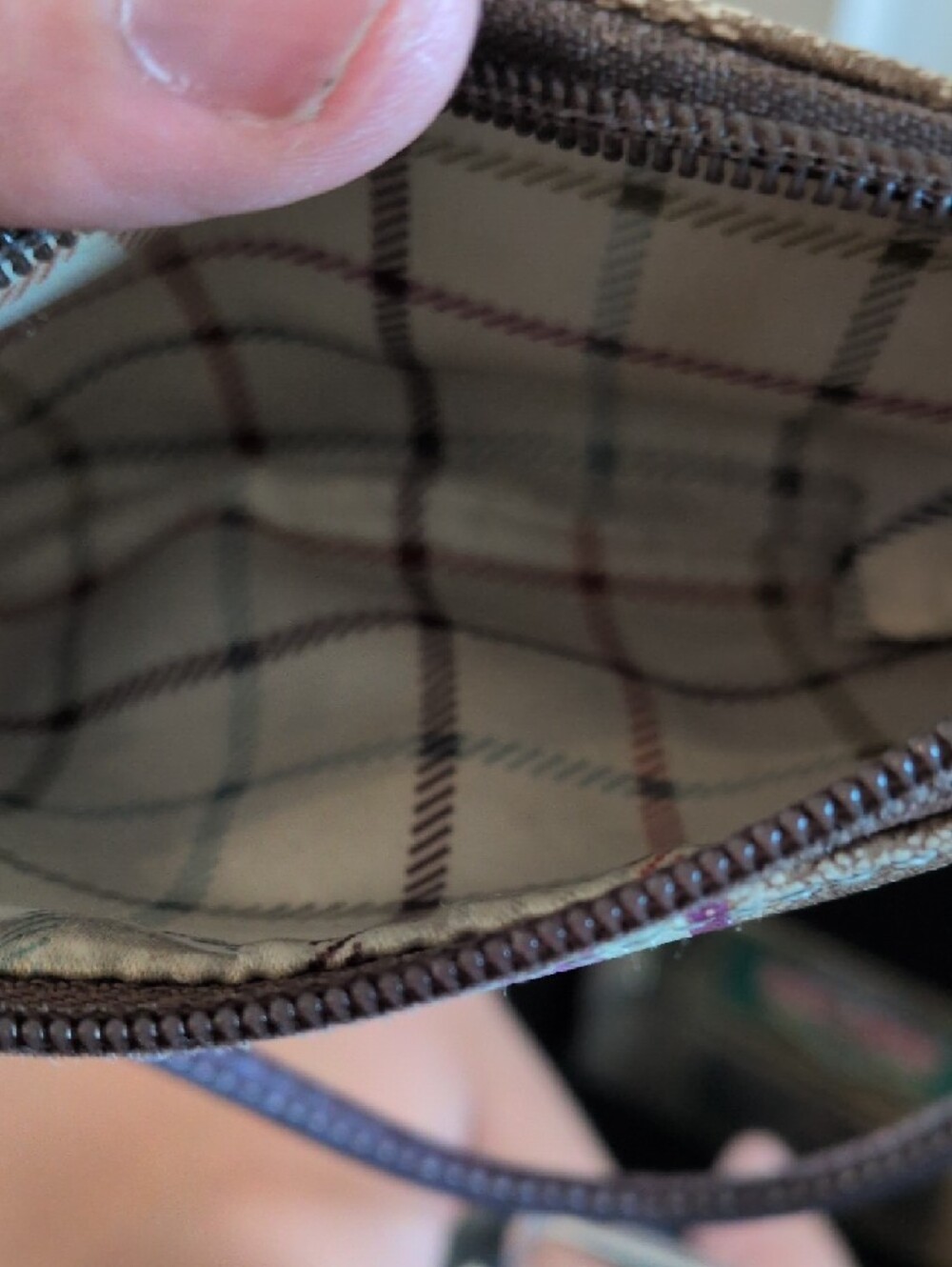 Coach Brown Signature Canvas Wristlet with Pink Stripe - Picture 6 of 7